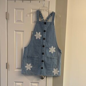 Denim Jumper with Floral Embroidery
